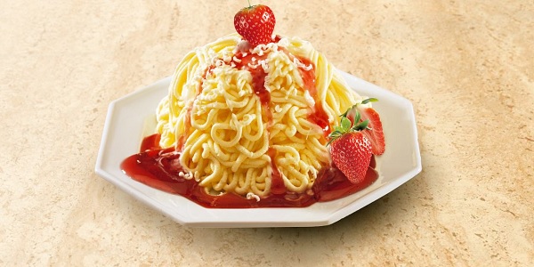 pasta con salsa de fresa