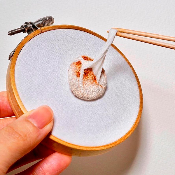 Bordado de comida realista