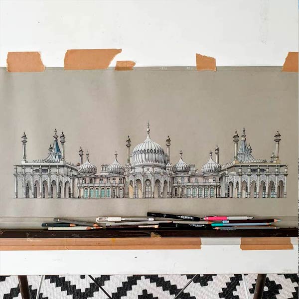 bocetos dibuja edificios súper detallados