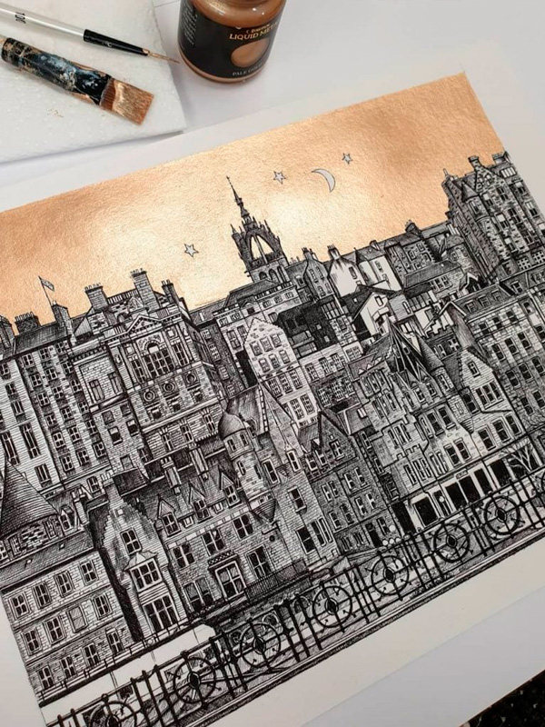 bocetos dibuja edificios súper detallados