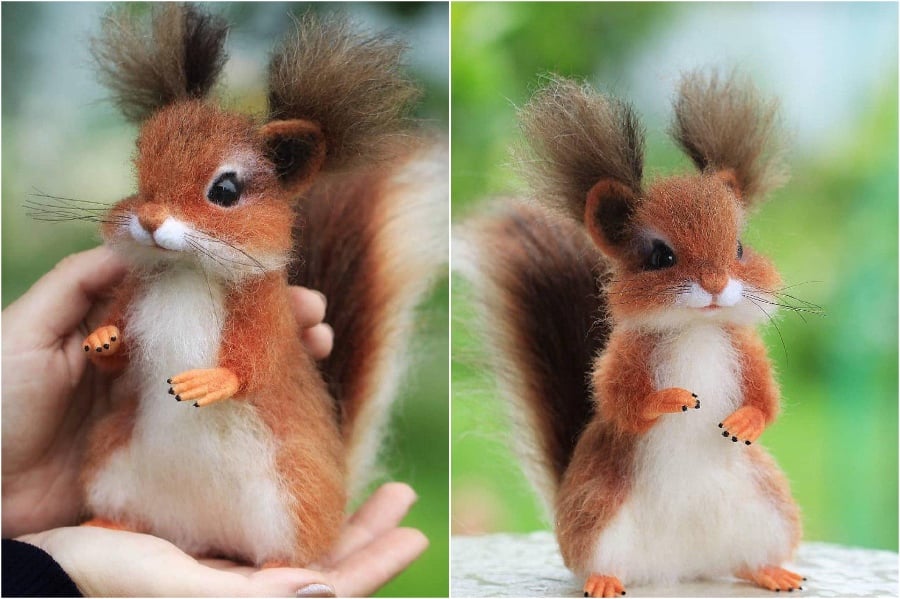 Adorable ardilla |: Animales de fieltro súper realistas y extra lindos del artista ruso. bayas de cerebro