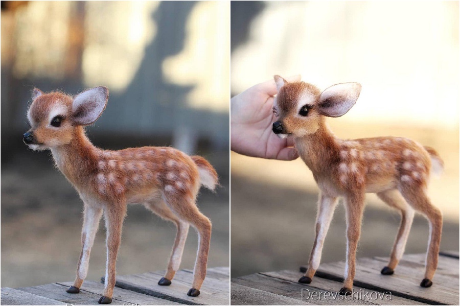 Bambi el venado |: Animales de fieltro súper realistas y extra lindos del artista ruso. bayas de cerebro