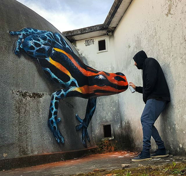 rana venenosa 10 arte callejero hiperrealista en 3D de Odette |: bayas de cerebro
