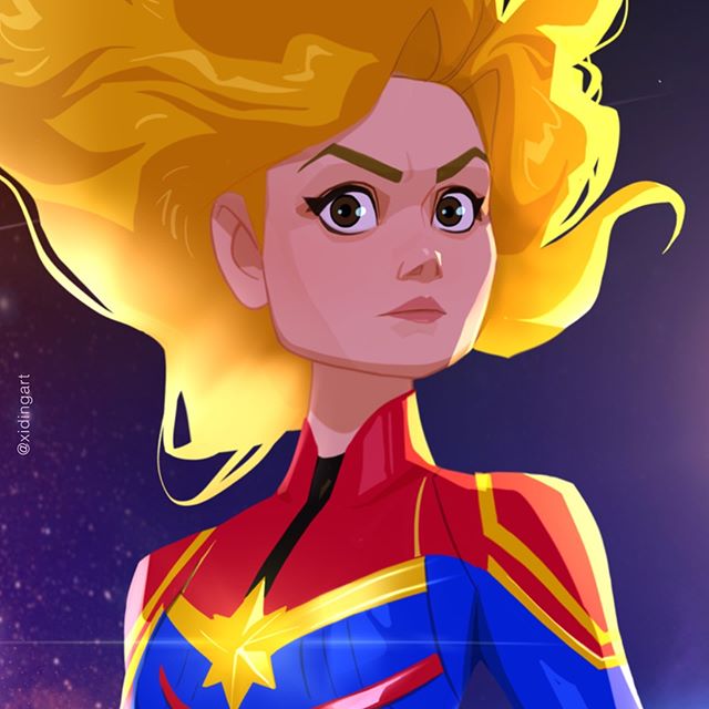 Capitana Marvel |: 23 héroes de Marvel reinventados por Xi Ding |: bayas de cerebro