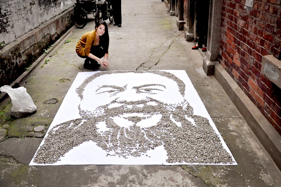 Retrato de semillas de girasol 4