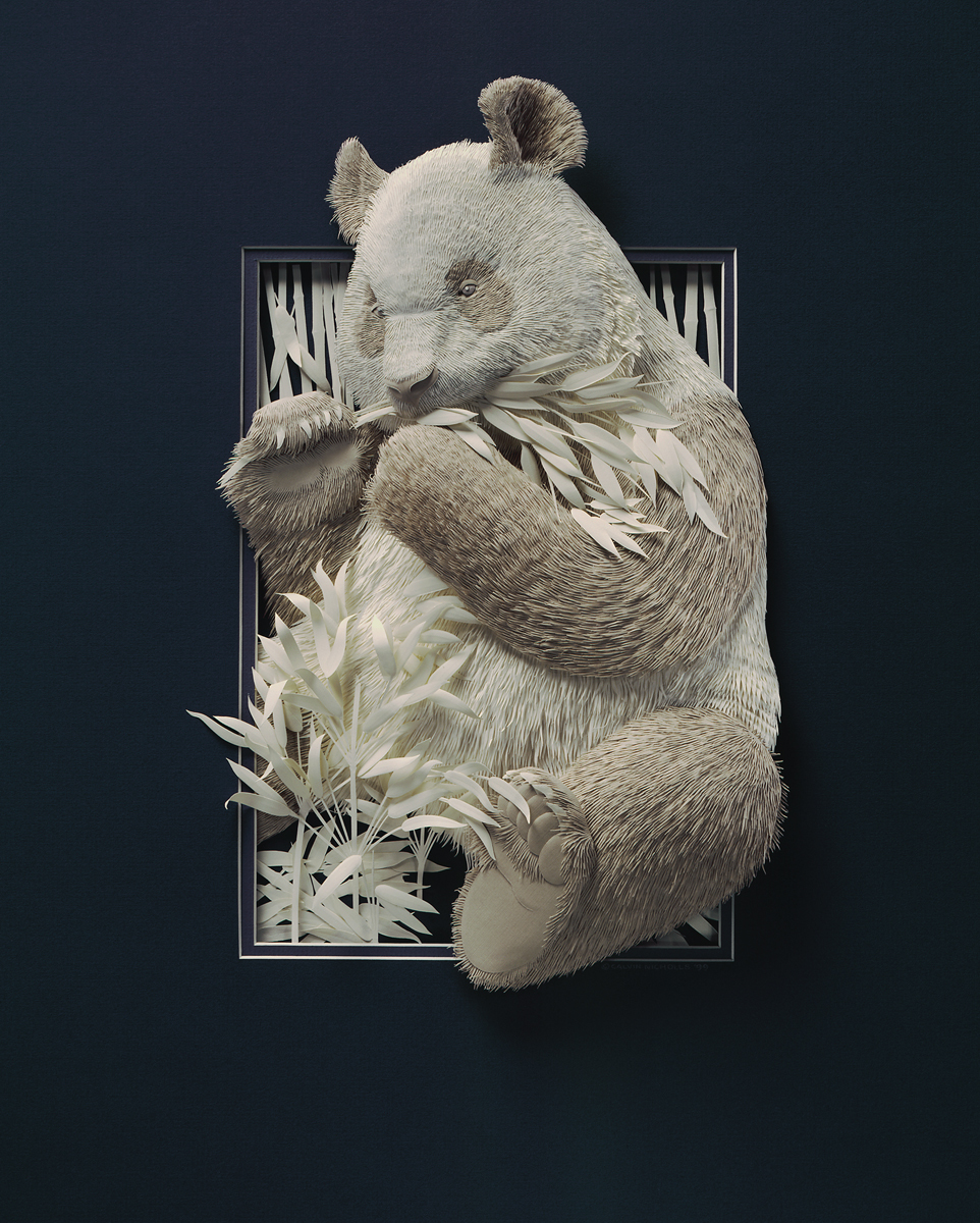 Esculturas de súper papel animales de Calvin Nicholls 6