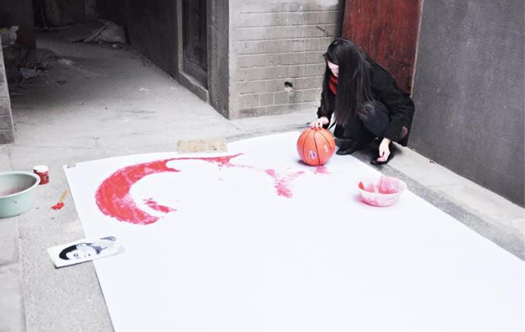 Yao Ming Retrato pintado con baloncesto 1