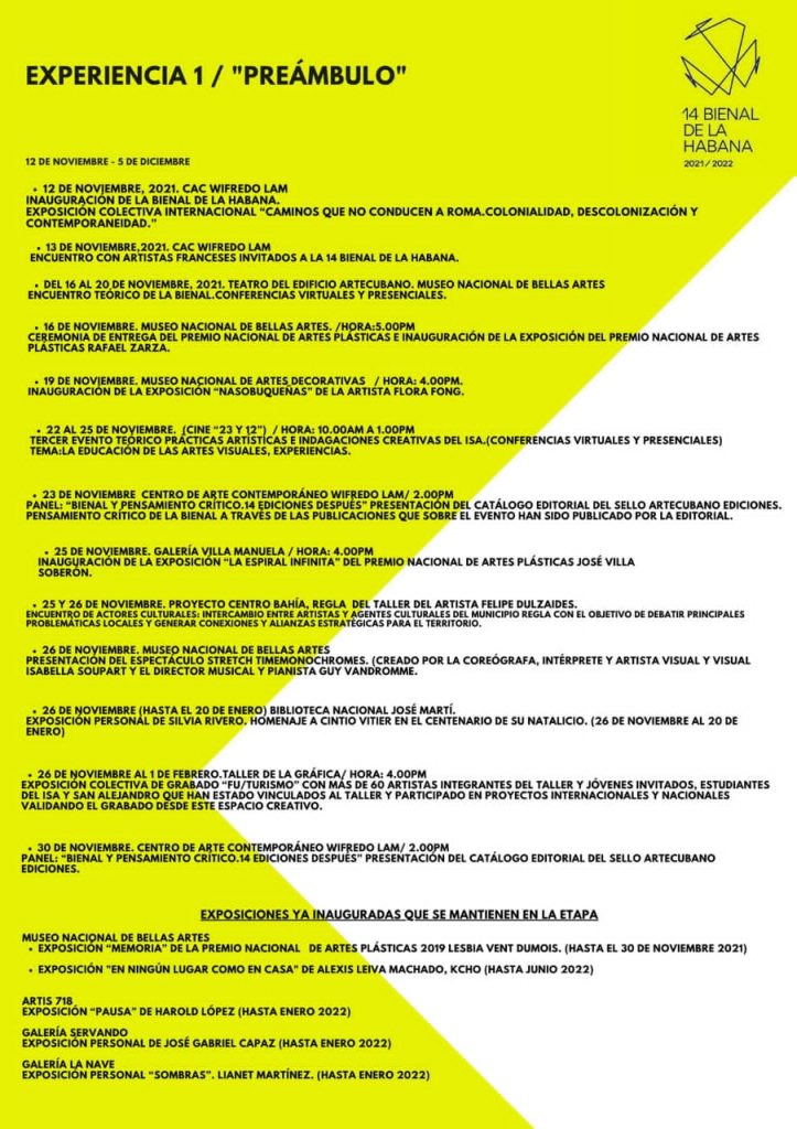 Programa de la Bienal de La Habana