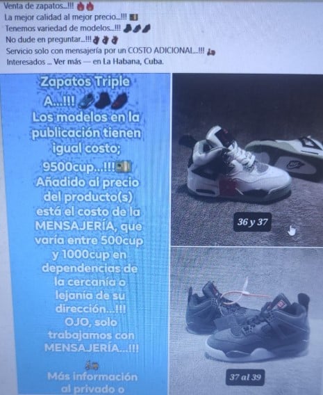 venta de zapatos cuba