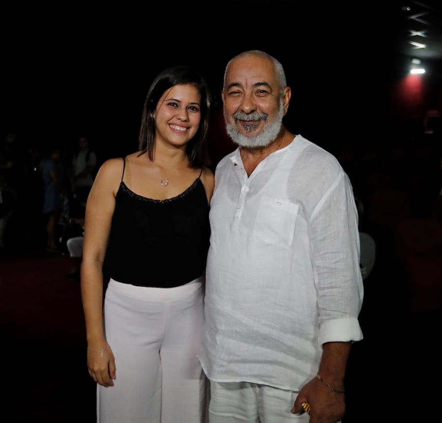 Náyare Menoyo junto a Leonardo Padura
