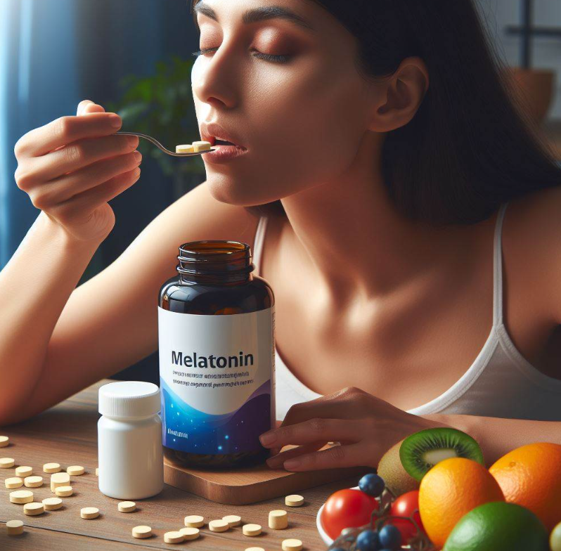 Persona consumiendo Melatonina para obtener sus propiedades antioxidantes