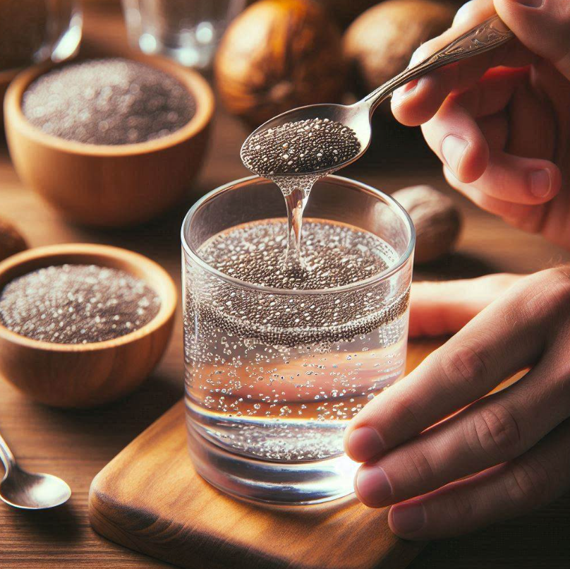 Chía en un vaso de agua