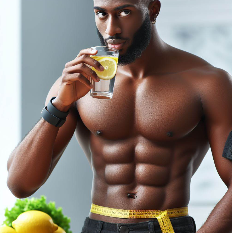 Persona que toma agua con limón para bajar de peso