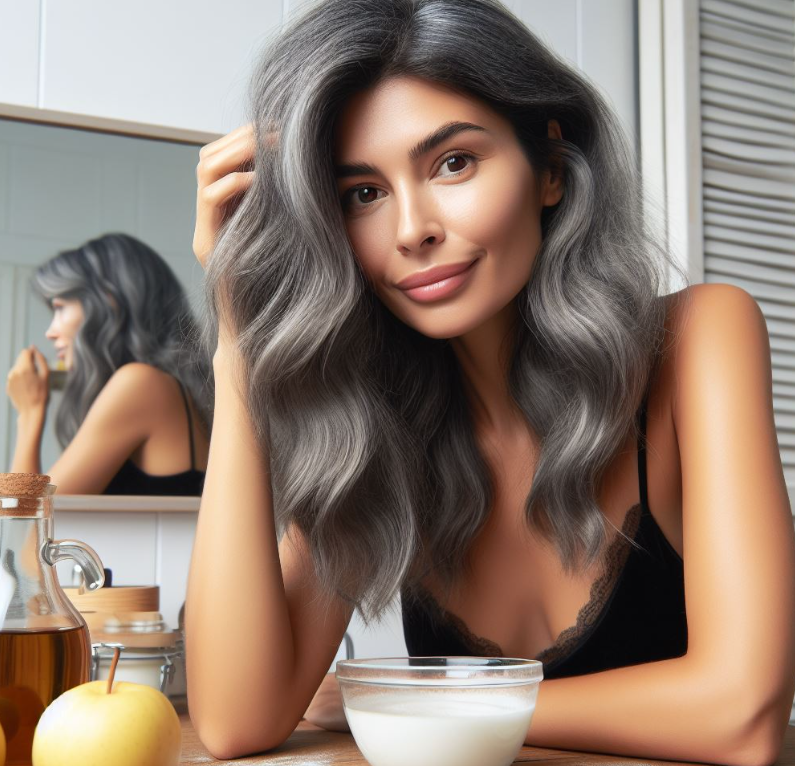 Mujer con cabello canoso