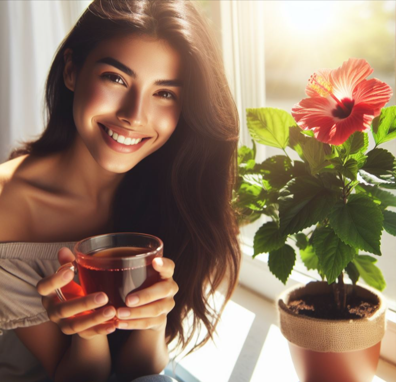 Persona tomando té de hibisco