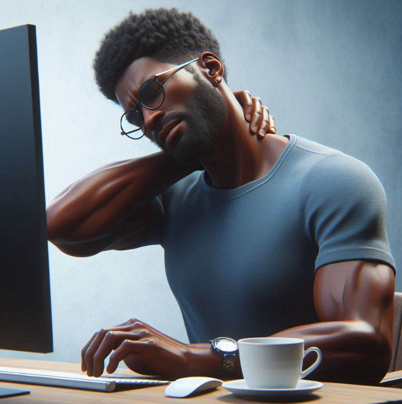 Persona con dolor en el cuello