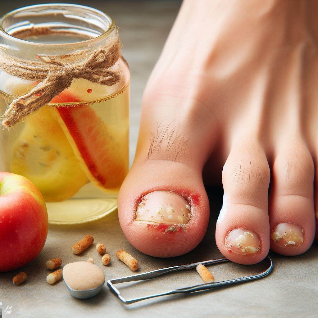 Uñas con onicomicosis tratada con Vinagre de sidra de manzana