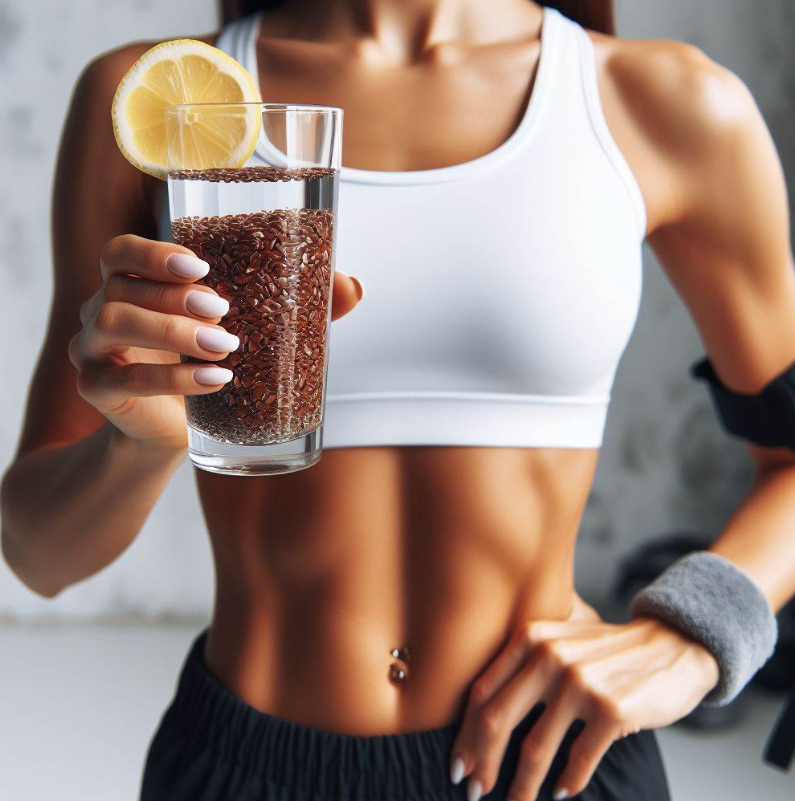 Cuerpo saludable con bebida de linaza
