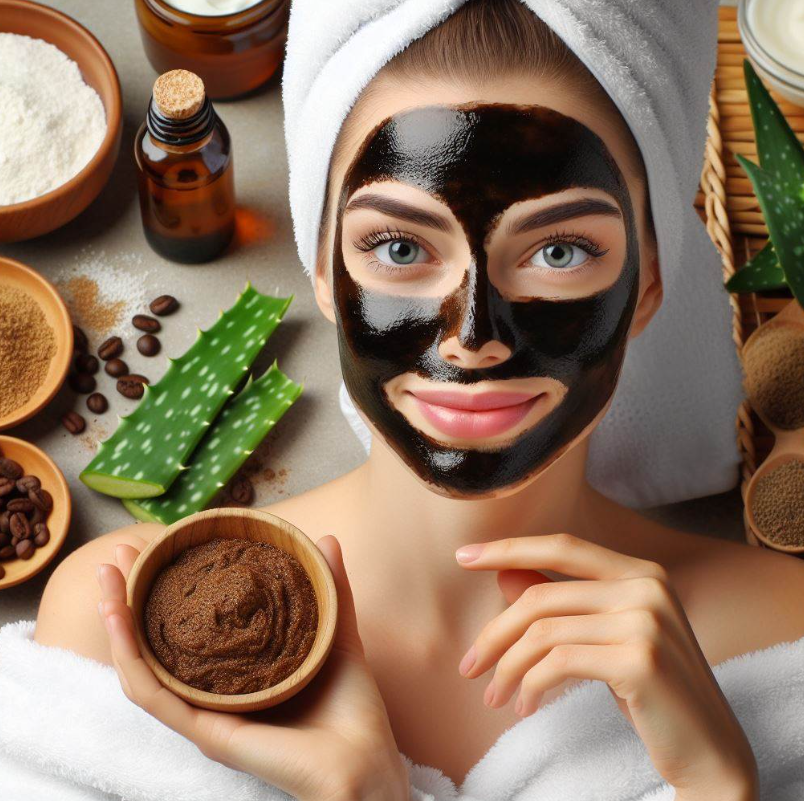 Mujer prepara y aplica mascarilla antienvejecimiento
