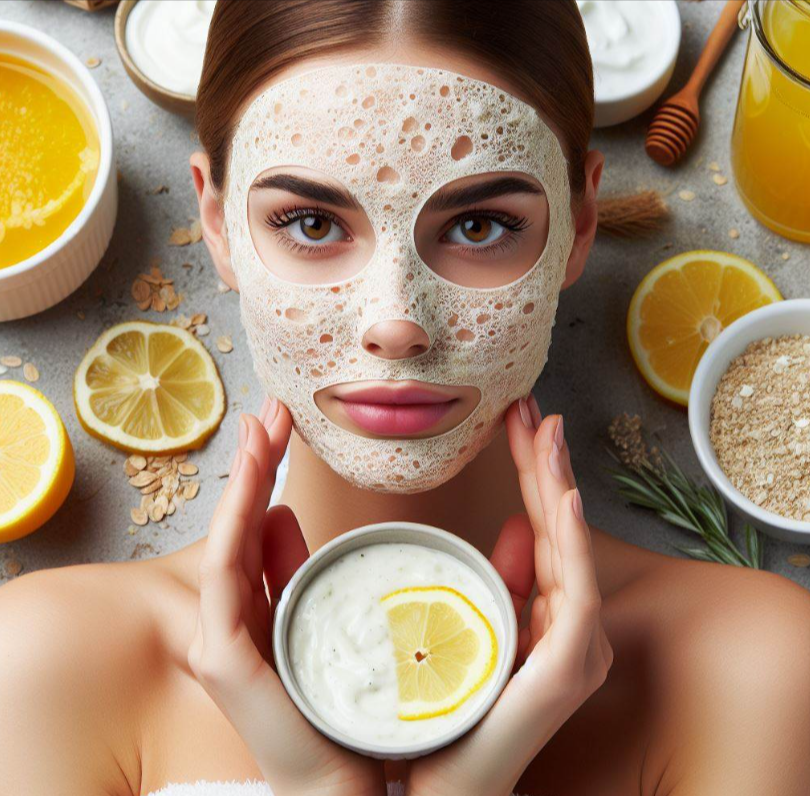 Exfoliante de avena, jugo de limón y yogur para piel es sensible o seca