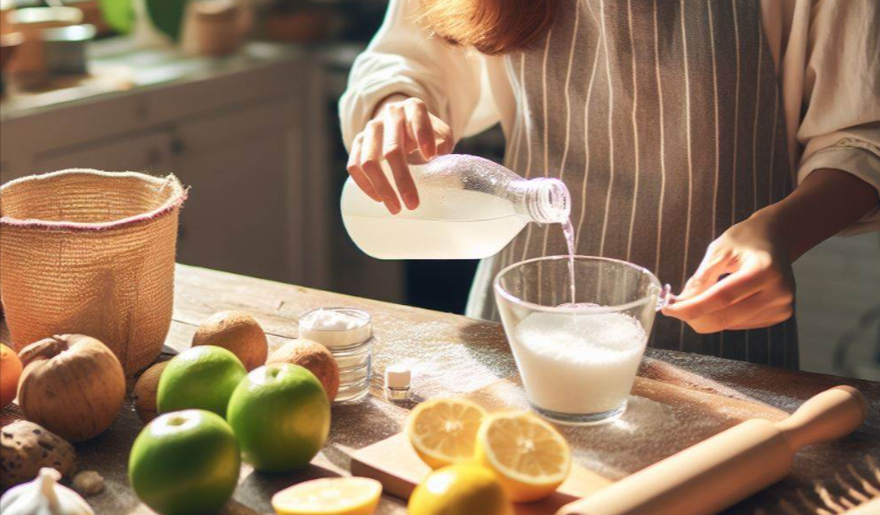 Preparación de mezcla de bicarbonato de sodio y vinagre