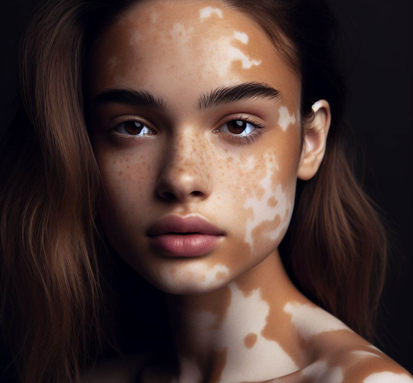 Mujer con manchas blancas en la piel