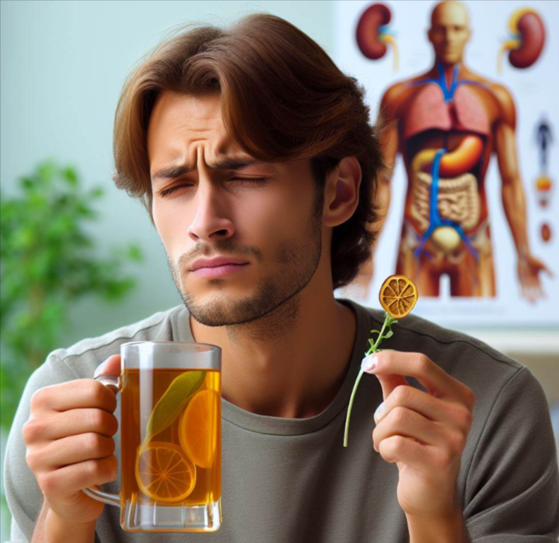 Persona con problemas en los riñones que toma té de cedrón