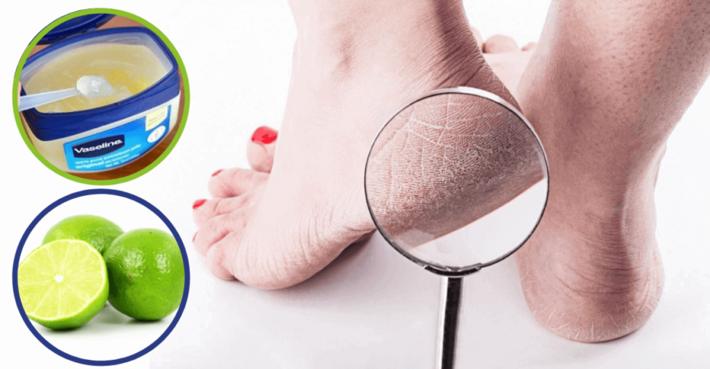 Vaselina y jugo de limón para eliminar talones agrietado
