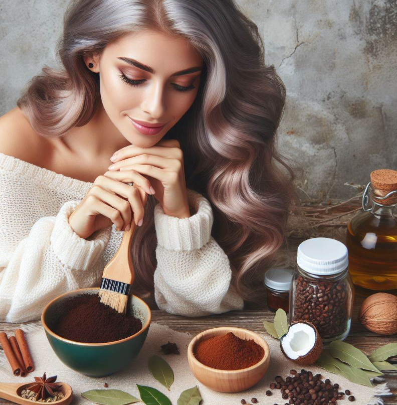 Mujer prepara tinte natural a base de café y aceite de coco para eliminar las canas de forma natural