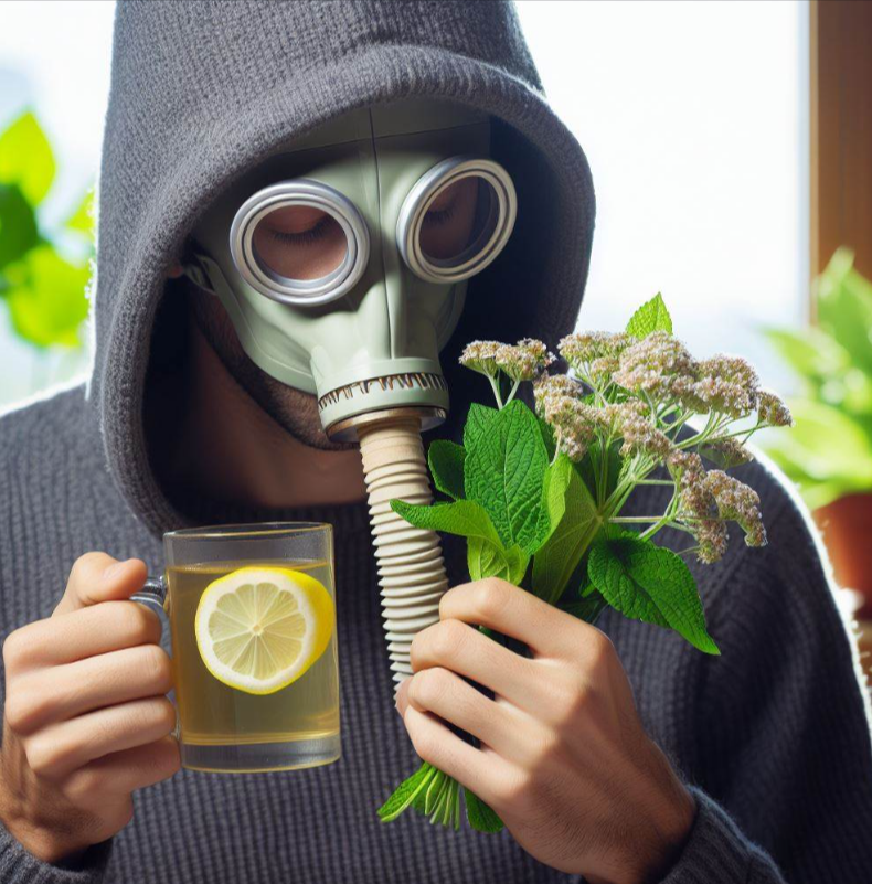 Persona con tuberculosis que toma té de cedrón